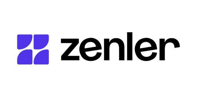 Zenlers logotyp har en lila abstrakt fyrkantig design till vänster, följt av ordet zenler i feta svarta gemener på en vit bakgrund - perfekt för webbpartner och WordPress supportbehov. winwinweb